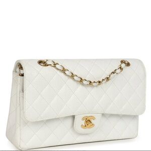 Chanel Ivory Quilted Shoulder Bag with Gold Accents